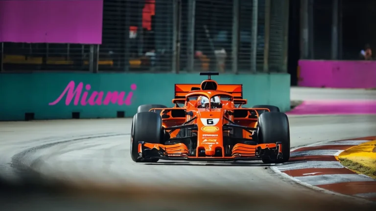 F1 Miami Grand Prix 2026 at the Hard Rock Stadium circuit, capturing speed, luxury, and the elite sports environment surrounding Miami’s investment landscape.