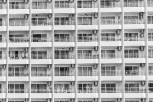 Standardized apartment buildings in COMMODITIES Miami illustrating commoditized residential inventory within competitive real estate submarkets.